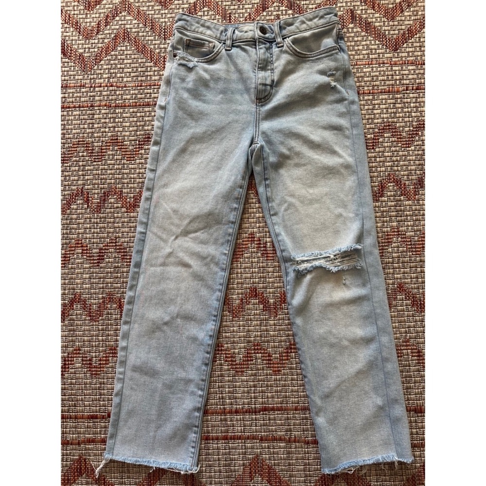LC Lauren Conrad | Super High Rise Slim‎ Straight Light Wash Distressed Jeans, 2